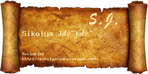 Sikolya Jákó névjegykártya